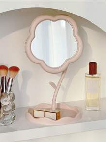 Flower Pattern Makeup Mirror, Cute Tabletop Vanity Mirror For Girls, Portable Makeup Mirror For Dorm, Students,Makeup,Cheap,Room Decor,Vanity,Travel,Bedroom,Makeup Accessories,Mirror,Vanity Mirror