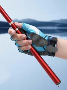 1 par de guantes de pesca informales de poliéster con estampado tropical para hombres, de verano, transpirables con protección UPF, antideslizantes para deportes al aire libre