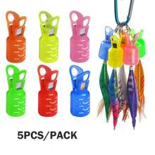 5pcs Bright Squid And Octopus Fishing Lures - Saltwater Fishing Squid Accessories, Easy To Install Multicolor Safety Bait, Wooden Shrimp Bait