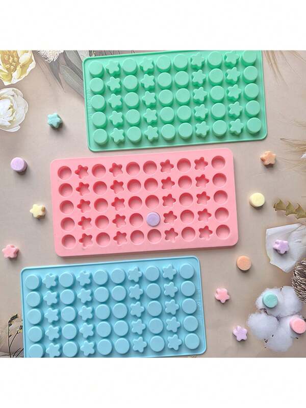 قالب سيليكون لصناعة نجوم خماسية مترابطة قطرها 50 قطعة، للشوكولاتة والشموع والراتنج والبسكويت والمربى والحلوى