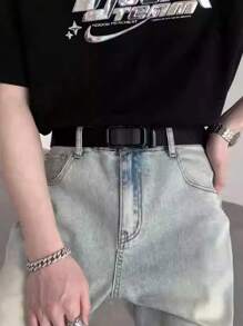 1pc Men Canvas Leather Belt Braided Unisex Casual Woven Belt, Suitable For Jeans, Daily Casual Outfit, Teen/Young Adult, Summer Outdoor Athletic Or Vacation, Graduation Gifts, Birthday Accessories