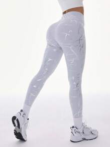 High-Waisted Tummy Control With Booty-Lifting Seams, Artistic Foil Print For Gym & Streetwear,Waist-Cinching & Butt-Lifting | Fashion-Forward Metallic Leggings You Can Wear Anywhere,Anatomical Booty-Lift Seams,Metallic Foil Craftsmanship,High-Waisted Compression,Age-Defying,Seamless Transition From Studio To Street,Women's Metallic Yoga Pants