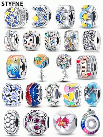 STYFNE 1 件星星、月亮、花朵、贝壳、海星、椰子树、心形扣，适合 DIY 手链、饰品珠宝、女性日常小礼物