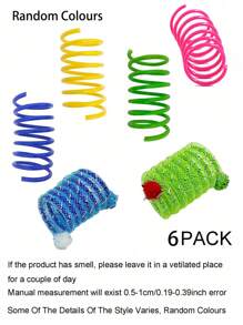 Juguete de rebote con resorte autónomo de plástico de colores para gatos, 2/4/8/10/12/14/20/30/40/50/60 piezas, juguete creativo para gatos que mantiene la salud, juguete interactivo y duradero de plástico resistente para golpear, morder, cazar, juguete para gatitos, regalo del Día de San Valentín para gatos/perros