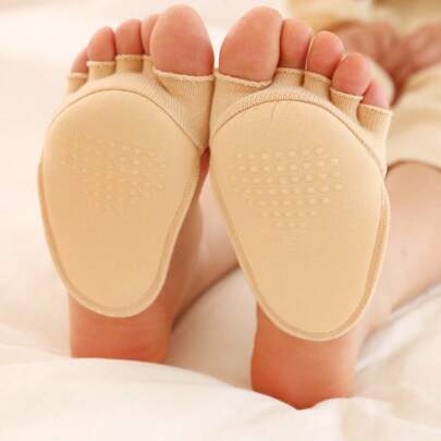 1 Pair Plus Size Women's Solid Color Sponge Padded Thin Anti-Slip Anti-Friction Invisible Five Toe Pads, Fall