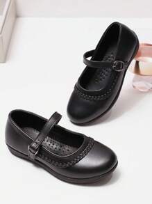 1 双青少年和儿童简约蝴蝶结装饰 PU 皮革表面休闲时尚可爱平底鞋，独特新设计