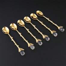 6 Peças Conjunto de Colheres de Café de Metal, Colheres para Café, Sobremesa, Fruta, Ideal para Celebrações de Feriados e Mesa de Jantar de Volta às Aulas