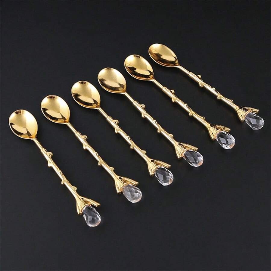 6 Peças Conjunto de Colheres de Café de Metal, Colheres para Café, Sobremesa, Fruta, Ideal para Celebrações de Feriados e Mesa de Jantar de Volta às Aulas