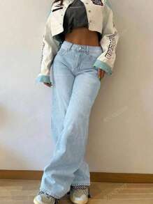Women Retro Baggy Straight Leg Jeans