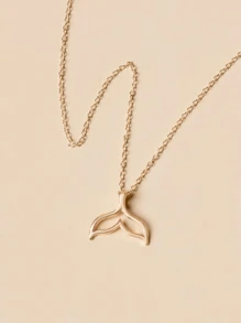 Biokia 1 pieza Collar con colgante de cola de pez minimalista y versátil de moda - Amarillo Oro - Ver 4