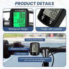 1 pieza Computadora de bicicleta multifuncional con cable, velocímetro de bicicleta, odómetro, pantalla táctil LCD, con soporte de mesa, almohadilla de silicona antideslizante y correa de conexión de nylon, retroiluminación impermeable, termómetro, regalo de análisis de datos profesional para entusiastas del ciclismo, adecuado para el ciclismo de verano en carretera y bicicleta de montaña