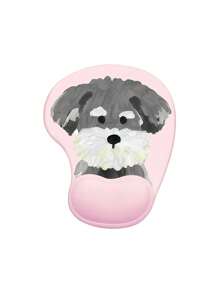 2pcs/1pc Cute Cartoon Mini Thickened Non-Slip Desk Mouse Pad With Gel Wrist Rest, Light Pink Simple Dog Design Computer Mouse Mat