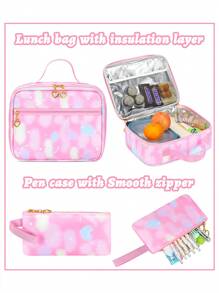 3 Pieces/Set Girls School Backpack With Lunch Bag And Pencil Case, Outdoor Travel Bag, Large Capacity Lightweight Student Schoolbag, Back To School Essential, Suitable For Teenage Girls Students At School And Daily Use