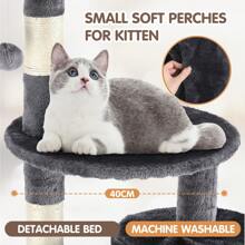 OYAJIA Cat Tree Medium Cat Tower, Activity Center Stable And Sturdy, Cat Tree With Hammock And Wide Cat House Size M 116CM Grey / Dark Grey - Màu xám đen - Xem 4