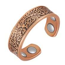 1 Pc Copper Magnetic Ring, Tree Of Life Design Magnetic Copper Ring, Suitable For Men, Adjustable Copper Ring.
