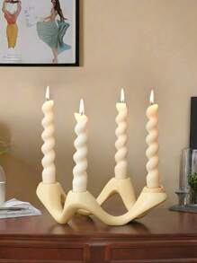 1 Peça Porta-velas de Quatro Orifícios Bege Prateado, adequado para mesas de jantar, salas de estudo, salas de estar e várias ocasiões como um porta-velas decorativo, Casamento