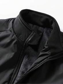 Men's Casual Fleece-Lined Jacket - Solid Color, Warm & Comfortable For Spring/Fall, Versatile Baseball Style With Zip Closure -  Polyester Fleece - Perfect For Casual Wear, Outdoor Activities - Ideal Gift For Men-2025