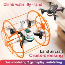 Juguete Drone S166 con dos baterías, con modo de trepar paredes/vuelo/rodar por el suelo, con múltiples modos de juego; anti-colisión, resistente a caídas, vuelo estable, modo sin cabeza, fácil de operar. Un divertido regalo de cumpleaños.
