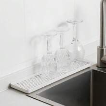 11 pièces Égouttoir à vaisselle rectangulaire en plastique à deux niveaux avec plateau de drainage pour plan de travail de cuisine - Blanc - Voir 2