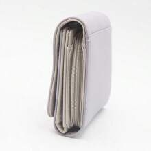 A Purple Short Wallet 2025 Spring Fresh Solid Color Buckle Folding Can Be Expanded Gift High Texture Student Hand Bag Daily Household Storage Bag Bank Card Documents Multi-Functional Wallet Purse Wallet Mini Wallet Small Wallet