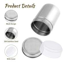 1pc Stainless Steel Powder Dispenser With Mesh, Fine Mesh Powder Can With Plastic Lid, Suitable For Spice Mixing Tank, Pepper Pot, Coffee Flour Sieve, Can Be Used For Pepper Coffee Flour Baking Soda, Color Random - Multicolor - View 5