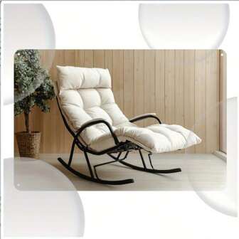 قطعة واحدة من تحف الحائط المعدنية لكرسي هزاز بطابع صناعي - تصميم خشبي كلاسيكي مطبوع على المعدن ، لوحة معدنية جمالية حديثة للديكور المنزلي والمكتبي ، هدية مثالية لعيد الحب ، لوحة معدنية قديمة للزخرفة ، الأبعاد ، مثالية لمطبخ أو منطقة الطعام ، ديكور حائط مطبخ | فن حائطي ريفي | تصميم معدني مطبوع ، ديكور فني معدني للحائط