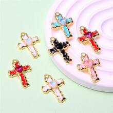 10pcs Heart Cross Stud Earrings, Fashion Versatile Charming Elegant Niche Earrings - 10pcs - View 7