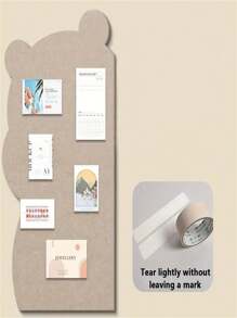 可爱的熊形毛毡展示墙 - 自粘式、多表面聚酯照片和艺术品收纳盒，易于安装，非常适合装饰儿童房和展示收藏品