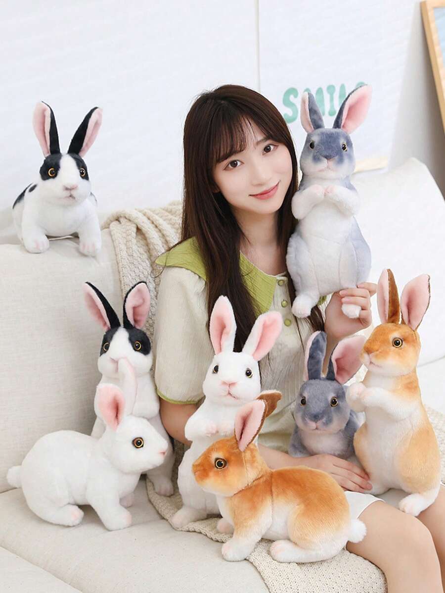 1pc 16-30cm Kawaii Squatting & Standing Rabbit Plush Toys Lovely Simulation Rabbit Dolls Stuffed Soft Animal Doll For Kids Girls Birthday Gift