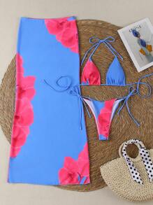 新款春夏印花性感比基尼泳衣，休闲欧美风，适合海滩、度假、派对、约会等场合。 - 彩色 - 查看 4