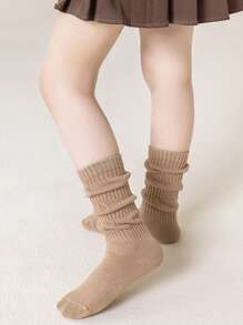 4 Pairs Of Spring And Autumn Calf Socks For Girls Aged 2-16, Stacked Socks, Girl's Socks, Fashionable, Suitable For Both Thick And Thin Legs