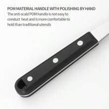 Espátula de acero inoxidable para plancha, volteador de panqueques, aplastador de hamburguesas, raspador, volteador de lasaña, servidor - Plateado - Ver 6