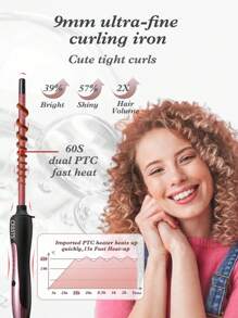 CRASTS 9 毫米直径卷发器，加热快，两种温度设置，轻松快速地做发型，家庭使用，护发礼物 HC-037 - 美規A型插(110-127V) - 查看 9