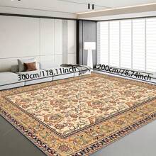 1pc Turkish Art Carpet, Crystal Velvet 700g/Sq.M, Dotted Bottom, 5mm Thickness. Machine Washable, Fade-Resistant Carpet, Anti-Slip . Suitable For Holidays And Any Space Including Hotel, Office, Sofa, Bedside, Kitchen, Laundry Room, Corridor, Porch, Staircase Mother's Day