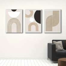 YIKES 1/3pcs Unframed Canvas Poster, Modern Art, Geometric Brown Black And White Block Lines Hanging Painting, Ideal Gift For Bedroom Living Room Corridor, Wall Art, Wall Decor, Winter Decor, Room Decoration Gifts Birthday Graduation - Multicolor - View 10