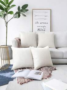 2 pièces/4 pièces/6 pièces Housses de coussin carrées vierges de type lin sans rembourrage, fermeture éclair cachée, housses de coussin décoratives DIY pour la chambre à coucher et le salon