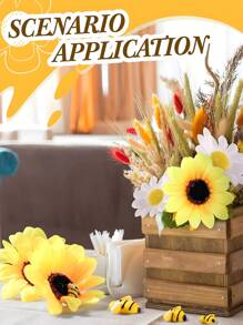 Mini Artificial Sunflower Head, Imitation Silk Sunflower Head For Handicrafts, Garden Style Wedding DIY Hand-Decorated Wedding Bouquet, Mother's Day Gift, Teacher Thank You Gift, Teacher Graduation Ceremony, Summer Home Improvement