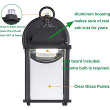 LIT-PaTH - Linterna de pared para exteriores, aplique de pared como accesorio de iluminación de porche, base E26, carcasa de aluminio más vidrio, resistente al agua y al aire última intervensión, - Negro - Ver 2