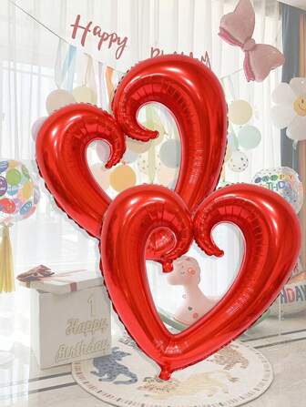 Mtrong Te 2 件 36 英寸大号红色钩心铝箔气球生日快乐派对婚礼装饰氦气球返校情人节