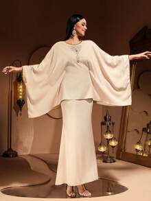 Dernier design Élégant Luxe 2 pièces Robe Set, Mode Femmes Soirée Tenue - Nude - Voir 5