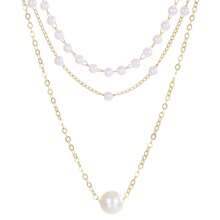 Hegaze 1pc Elegant Vintage Faux Pearl Multi-Layer Necklace For Women