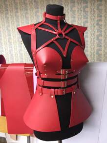 Full Body Leather Harness,Women Leather Outfit Accessoreis,Bondage Wear Women,Halloween Costumes,Ladies' Harness Leather - Red - View 9