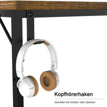 Computer Desk Office Table - Brown Top With Wood Effect Design - Black Frame - Narrow Desk For Laptops And Desktop Computers - Work Table For Offices, Home Offices, Sewing - 亮橙色 - 查看 5