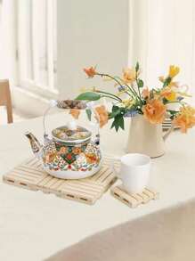 1pc 2.5L Thick Enamel Stovetop Kettle, Coffee Pot, Oil Pot, Water Pot, Milk Tea Pot, Pour Over Coffee Maker, Thick Enamel Cold Water Pitcher, Turkish Tea Pot, Boiling Water Pot, Korean Tea Pot, Suitable For Induction Cooktop