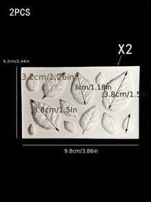 1 cái/2 cái/5 cái Khuôn silicon hình lá dùng để trang trí bánh, sô cô la, kẹo mềm, nướng bánh, hoa hồng, đất sét, đồ thủ công bằng nhựa - Màu be - Xem 11