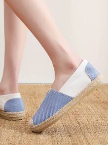 2025春季新款一脚蹬休闲鞋米色帆布鞋时尚平底一脚蹬休闲鞋百搭黑色鞋米色鞋 - 藍色 - 查看 10