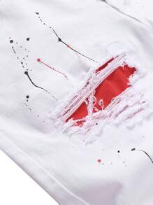 Jeans Stretch Holes Embroidered White Stretch Slim Shape Machine Washable Hand Wash-2025