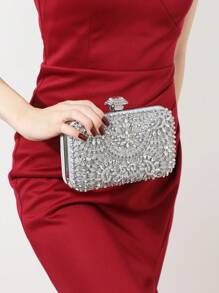 Túi cầm tay buổi tối đính đá Rhinestone cho nữ Kẹp tai đính đá Rhinestone cho cô dâu Vòng tay choker lấp lánh đính kim tuyến Ví cầm tay buổi tối cho nữ Túi xách cưới Túi cầm tay đính đá Rhinestone - Vàng - Xem 7