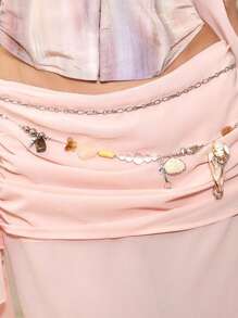 2pcs Unique Hand-Made Shell Pendant Mismatched Design Necklace Versatile Waist Chain For Young Lady - Multicolor - View 5