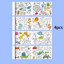 6pcs Graffiti Pattern Coloring Drawing Paper, Long Scroll, Wall-Protective, Can Be Mounted On The Wall For Drawing - Multicolor - View 6